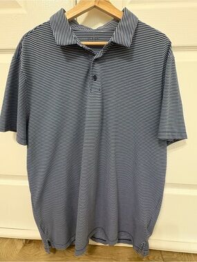 J. Crew Navy and White Thin-Striped Polo